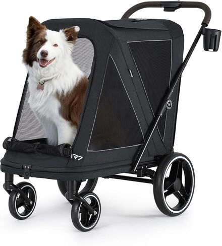 R8 Extra Large Foldable Pet Stroller, Dog Stroller & Pet Trailer for Large Dogs Under 100 lbs, Unmovable, Disabled & Pregnant Dogs - Conveniently Carriable by Bike and Car, Grey in Saudi Arabia