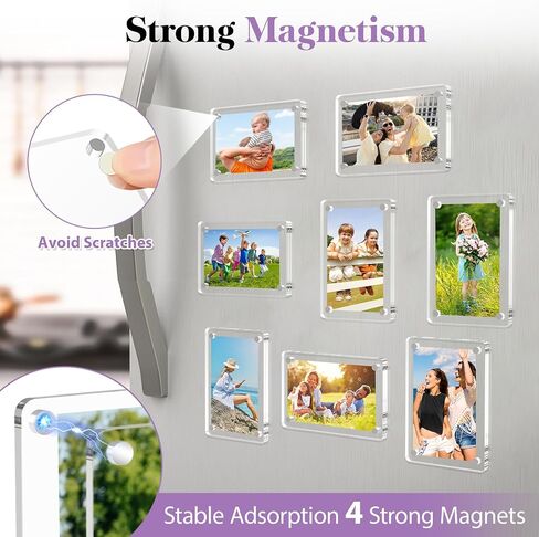 SAMYUCHO 12 Packs Acrylic Magnetic Picture Frame for Refrigerator, Mini Wallet Size Picture Frames, Clear Magnet Photo Frames Holder for Polaroid Instax Mini Fuji Film, 2.36 x 3.54 Inch in Saudi Arabia