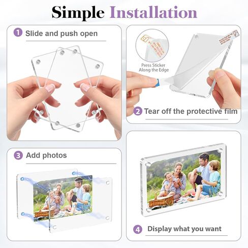 SAMYUCHO 12 Packs Acrylic Magnetic Picture Frame for Refrigerator, Mini Wallet Size Picture Frames, Clear Magnet Photo Frames Holder for Polaroid Instax Mini Fuji Film, 2.36 x 3.54 Inch in Saudi Arabia