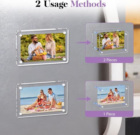 SAMYUCHO 12 Packs Acrylic Magnetic Picture Frame for Refrigerator, Mini Wallet Size Picture Frames, Clear Magnet Photo Frames Holder for Polaroid Instax Mini Fuji Film, 2.36 x 3.54 Inch in Saudi Arabia