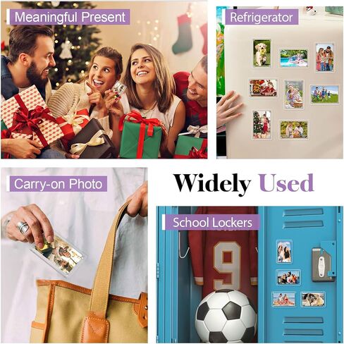 SAMYUCHO 12 Packs Acrylic Magnetic Picture Frame for Refrigerator, Mini Wallet Size Picture Frames, Clear Magnet Photo Frames Holder for Polaroid Instax Mini Fuji Film, 2.36 x 3.54 Inch in Saudi Arabia
