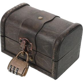 OSALADI Vintage Lockable Treasure Chest with Combination Lock, Antique Crafted Puzzle Box, Gray Weathered Jewelry Organizer for Home Décor and Collectibles in Kuwait
