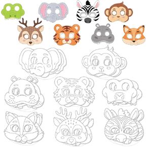 24 Set Animal Coloring Mask Safari Animal Masks for Craft Color Your Own DIY Paper Blank Masquerade Mask for Jungle Animal Birthday Party Supplies School Classroom Craft Activity in Saudi Arabia