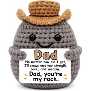Fathers Day Dad Gifts from Daughter Son Bonus Stepdad First Basket Card from Wife for Husband Handmade Positive Crochet Rock Gifts for Dads Birthday Best Dad Ever Gift You are My Rock in Saudi Arabia