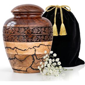 Small Keepsake Urn for Human Ashes Adult - Handcrafted Wooden Mini Urn (20 Cubic Inches) - Blue Decorative Memorial Cremation Urn for Men & Women - Keepsake Urns for Sharing Ashes in Saudi Arabia