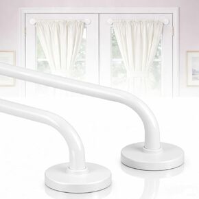 2 Pack Magnetic Curtain Rods for Metal Doors, Adjustable 17" to 30" No Drill French Door Curtain Rod, 3/8" Diameter Magnet Cafe Curtain Rods for Any Metal Surfaces, No Tool Easy Install, Black in Saudi Arabia