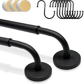 2 Pack Magnetic Curtain Rod for Metal Door, Adjustable 16 to 30 Inch, 1/2 Inch Diameter, French Door Magnetic Curtain Rods with Hooks (Black) in Saudi Arabia