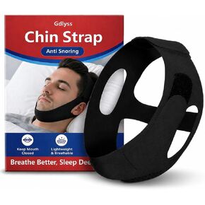 Anti Snore Chin Strap for Sleeping, 4-Point Adjustable Strap to Keep Mouth Closed for Comfortable Sleep and Wake Up Refreshed, Black in Saudi Arabia