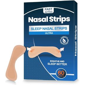 60 Pcs Nasal Strips for Snoring - Extra Strength Nose Strips for Breathing with Strong Adhesion - Sweat Resistant Design for All Day Use - Improves Sleep and Workout Performance - Black in Kuwait