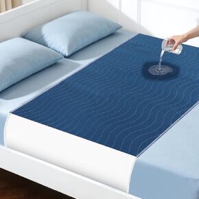Xfire Bed Pads Washable Waterproof, Heavy Absorbency Reusable Bed Underpads with Tuckable Wings, Incontinence Bed Pads for Adults and Kids, Mattress Protector, Fits Twin/Twin XL Size Bed (Navy) in Saudi Arabia