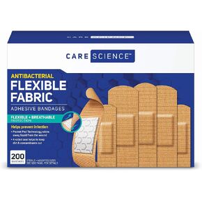 Care Science Fabric Adhesive Bandages, 200 ct Bulk Assorted Sizes | Flexible + Breathable Protection for First Aid and Wound Care in Saudi Arabia
