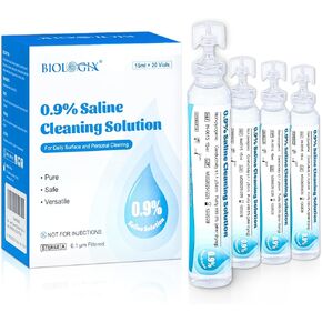 0.9% Normal Saline Solution, Sterile Sodium Chloride Wash, Single-Use Daily Cleansing, Portable Travel Size 15ml Each (20 Vials), 300ml /10.56 FL OZ in Saudi Arabia