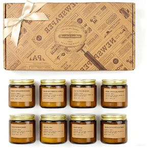 Scented Candles for Home,8 Pack Soy Wax Candle Set,Scented Candles Gift Set,Aromatherapy Candles, Amber Jar Vintage Apothecary Style, 8 Scents Gift Set in Saudi Arabia