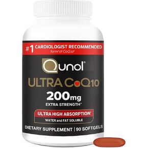 Qunol CoQ10 200mg Softgels, Ultra CoQ10 - Ultra High Absorption Coenzyme Q10 Supplements - Antioxidant Supplement for Vascular and Heart Health & Energy Production, 3 month supply, 90 Count in Kuwait
