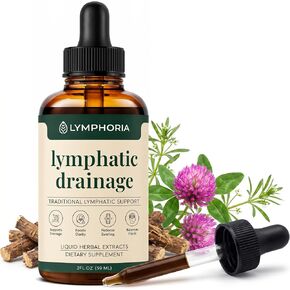 Lymphatic Drainage Drops for Bloat Relief & De-Puff – Cleavers, Red Clover, Stillingia Root & Prickly Ash Bark – Lymph Node Detox Cleanse, Fluid Retention – Alcohol-Free, Vegan, 2 Fl Oz in Saudi Arabia