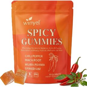 Spicy Gummies Cubes - Hot Peach Flavor - Chili Pepper, Maca Root & Muira Puama - Herbal Supplement for Energy, Mood & Vitality - Romantic Mood Enhancer for Couples in Saudi Arabia