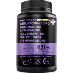 12-in-1 Melatonin Sleep Extra Strength Capsules - 10mg Melatonin Extra Strength with Magnesium and Balanced Blend of Ashwagandha, GABA, Chamomile Extract, L-Theanine & Valerian Root 10:1 Extract 90ct in Saudi Arabia