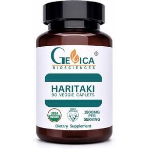Haritaki – USDA Organic, 1500 mg per Serving, Terminalia Chebula Whole Fruit Powder, No Extract, NPOP & BioAgriCert Certified, 90 Caplets in Saudi Arabia