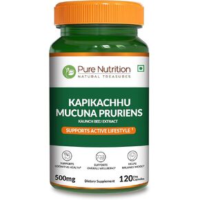 Pure Nutrition Mucuna Pruriens 500 mg 5:1 Extract | 120 Veg Capsules | Herbal Dietary Supplement | Supports Overall Wellness & Daily Nutritional Intake | Non GMO in Saudi Arabia