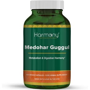 Harmony Nutraceuticals Medohar Guggul – Metabolism & Digestive Function Support – Traditional Ayurvedic Herbal Formula – Dr. Gumman’s Clinical Grade – 120 Premium 750 mg Vegan Capsules – Made in USA in Saudi Arabia