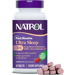 Natrol Ultra Sleep 3-in-1 100% Drug-Free Sleep Aid Blend with Melatonin, GABA & Botanicals, Dietary Supplement, Non-Habit Forming, 30 Fast Dissolve Tablets in Saudi Arabia