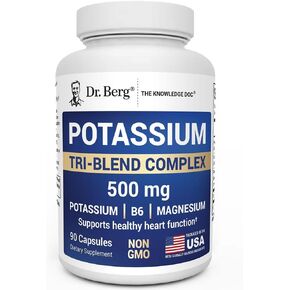 Dr. Berg Potassium Tri-Blend Complex – 500 mg Potassium Supplement for Muscle & Nerve Support* – Maximum Strength Potassium Formula w/Magnesium, B6 & Taurine – 90 Capsules in Saudi Arabia