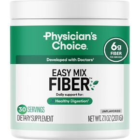 Physician's CHOICE Easy Mix Fiber for GLP-1 Support - No Grit & Sugar Free - Daily Prebiotic Soluble Fiber Powder Supplement - Digestive Health & Regularity - for Women and Men - Unflavored - 7.1oz in Kuwait