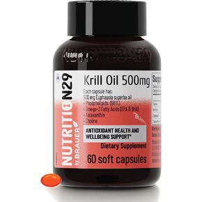 Antarctic Krill Oil 500mg softgels,Omega 3 Fatty Acid Supplements with EPA & DHA,Astaxanthin,Phospholipid for Heart Brain Joint Skin Support,No Fishy Burps,60 softgels in Saudi Arabia