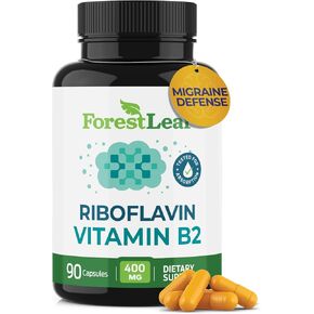 ForestLeaf Vitamin B2 Riboflavin 400mg - Energy, Skin & Cellular Health Supplement - Nervous System Support - Vitamin B 2 VIT B - Non-GMO & Gluten Free - B2 Vitamin 400mg Vegetable Capsules, 90 Count in Saudi Arabia