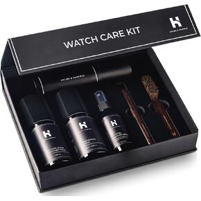 Holme & Hadfield Watch Cleaning Kit – Luxury Crystal & Leather Care Solution | 2 Brushes, Microfiber & Polishing Cloth | Premium Gift Packaging in Kuwait