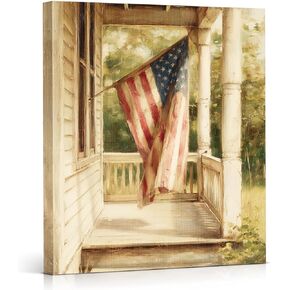 APOHBGV Rustic American Flag Wall Art Painting, Vintage Patriotic Flag Artwork for Living Room Bedroom Office Hallway Wall Decor, Home Decoration Ready to Hang 8x10 Inch in Kuwait