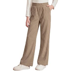 blibean Girls Corduroy Uniform School Pants with Elastic Waistband Size 6-15 Years in Kuwait