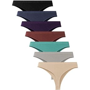 Women's Underwear Viscose Made From Bamboo Thongs Seamless Breathable Mid Waisted T-back Panties Tagless 7 Pack in Saudi Arabia