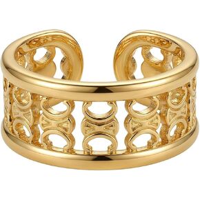 18K Gold Plated Sterling Silver Stackable Open Claw Ring Ajustable Wrap Ring | Highly Polished Cuff Stacking Rings in Saudi Arabia