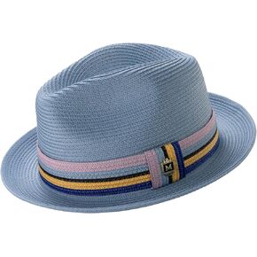 MONTIQUE Braided Straw Fedora Hat with Multistripe Band | Stylish & Elegant Colorful Design Fedora Hats | H-106 in Saudi Arabia