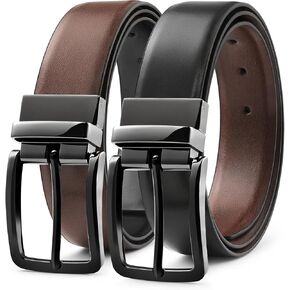 MILORDE Reversible Belt for Men - Adjustable Size - Premium Leather - Double Style in One Belt in Kuwait