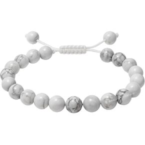 Howlite Bracelet for Women Men's Gifts - Protection Healing Crystal Bracelet - 8mm Gemstone Beaded Adjustable Bracelet Pulseras Para Hombres Mujer Stocking Stuffers in Saudi Arabia