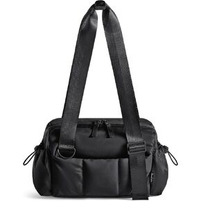 Uselike Small Gym Bag for Women, 7L Mini Duffle Bag for Travel, Lightweight Quilted Puffer Bag for Daily, Cute Shoulder Bag for Dance with Wet Pocket (Black) in Saudi Arabia