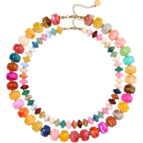 Giovanchi 2Pcs Chunky Beaded Necklaces for Women Trendy - Colorful Resin Bead Necklace - Boho Statement Choker Necklace Summer Beach Jewelry Mothers Day Gifts for Mom in Saudi Arabia