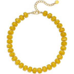 Chunky Beaded Necklace for Women, Colorful Boho Statement Necklace, Gold Chunky Resin Large Bead Necklace, Waterproof Summer Beach Jewelry Gifts for Women in Saudi Arabia