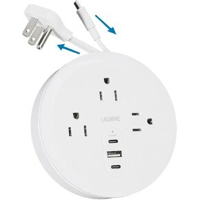 67W GaN Charging Station Surge Protector,6 FT Flat Extension Cord, 12 in 1 USB Power Strip, with 8 AC,2 USB A & 2 USB C,for MacBook Pro iPhone & More in Saudi Arabia