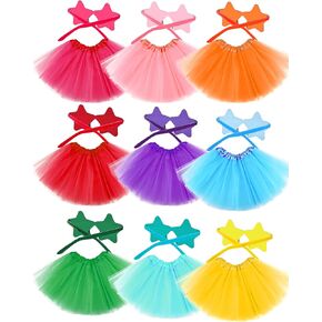 9 PCS Adult Tutus Skirts for Women with Star Sunglasses Tutu Skirt Elastic Tulle Tutu Colored Tutus for Dance Runners Halloween Party Multicolor in Kuwait