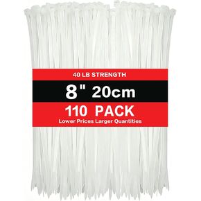 Zip Ties 8 inch (110 Pack), 40lbs Tensile Strength, white cable Ties clear, wire Ties for indoor and outdoor use in Saudi Arabia