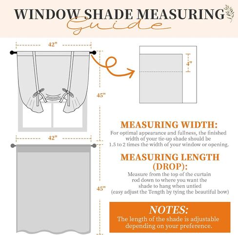 Showgeous Black Blackout Tie Up Curtain 42" Wide by 45" Long Balloon Shade for Small Window Thermal Insulated Balloon Curtains for Bathroom Kitchen Bedroom(Rod Pocket Panel, Set of 1) in Saudi Arabia