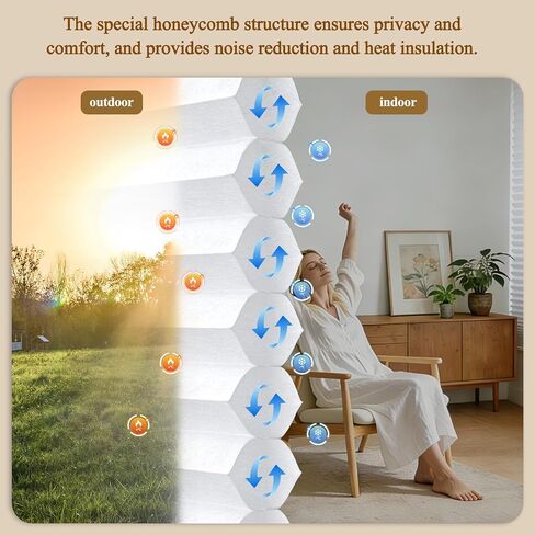 SERLMWNT ظلال خلوية بدون مثقاب، ستائر على شكل قرص العسل لتصفية الضوء، أغطية نوافذ معزولة حراريًا وتقليل الضوضاء لغرفة النوم والمطبخ وغرفة المعيشة، أبيض، 35 بوصة عرض × 48 بوصة ارتفاع in Kuwait