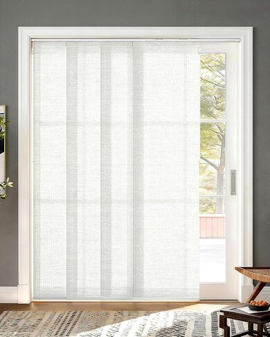 UNISHADES Adjustable Panel Track Blinds for Sliding Glass Door, Cut-to-Height Paper Fabric Panels, Extendable Aluminum Track, Light Filtering Vertical Blinds for Patio Door, Closet, Room Divider in Kuwait