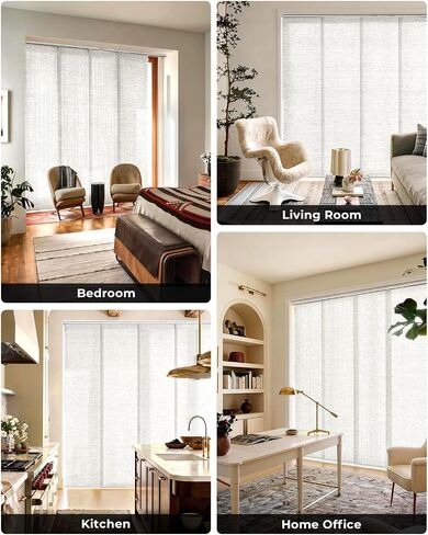 UNISHADES Adjustable Panel Track Blinds for Sliding Glass Door, Cut-to-Height Paper Fabric Panels, Extendable Aluminum Track, Light Filtering Vertical Blinds for Patio Door, Closet, Room Divider in Kuwait