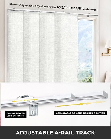 UNISHADES Adjustable Panel Track Blinds for Sliding Glass Door, Cut-to-Height Paper Fabric Panels, Extendable Aluminum Track, Light Filtering Vertical Blinds for Patio Door, Closet, Room Divider in Kuwait
