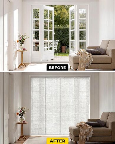 UNISHADES Adjustable Panel Track Blinds for Sliding Glass Door, Cut-to-Height Paper Fabric Panels, Extendable Aluminum Track, Light Filtering Vertical Blinds for Patio Door, Closet, Room Divider in Kuwait