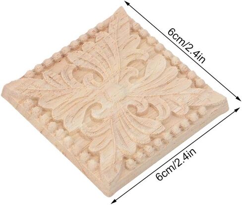 Gavigain Woodcarving Decal,Wood Carved Appliques,4Pcs Carving Checkered Applique Unpainted Decal for Furniture Decoration (Paragraph Two) in Kuwait